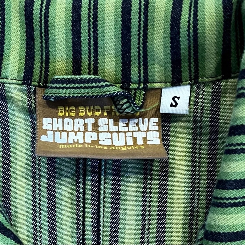 Big Bud Press Frontier Green Stripe Short Sleeve Jumpsuit Size S - Picture 3 of 7